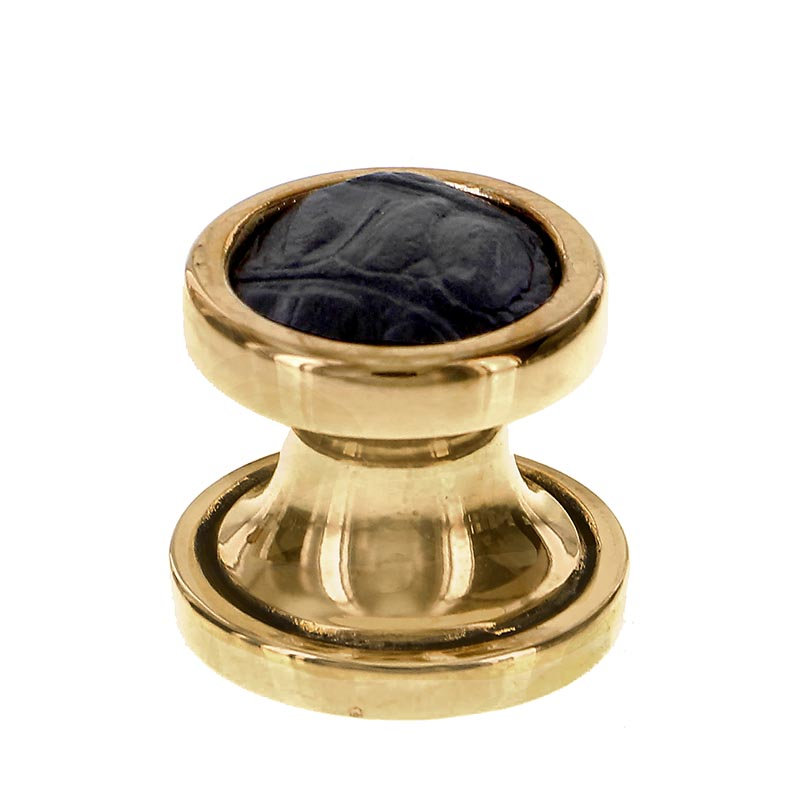 Equestre Round Knob, Antique Gold, Large, Gray Stone