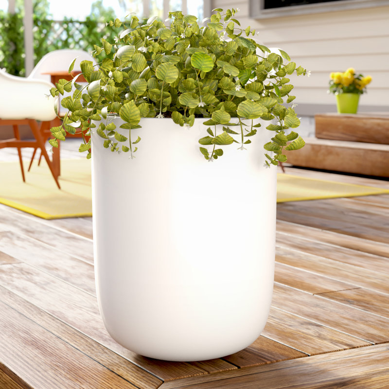 Pot à fleur Huth Fiberstone, H 23,5 po x l 18 po x P 18 po, blanc