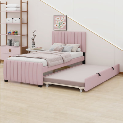 Lit plateforme tapissier avec lit gigogne
