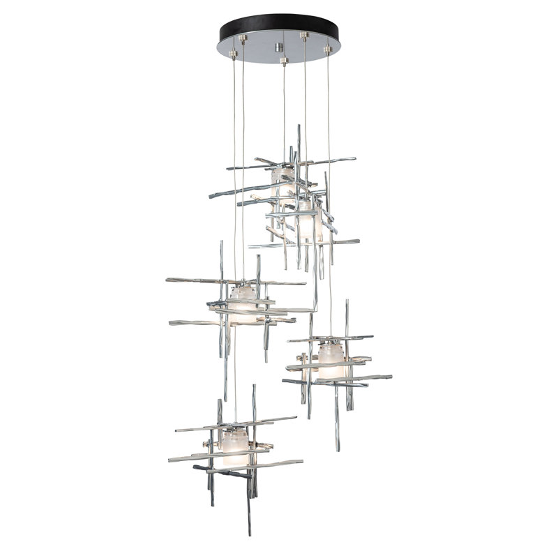 Tura 5 - Light Cluster Pendant, 50" - 130", Seeded Clear, Sterling