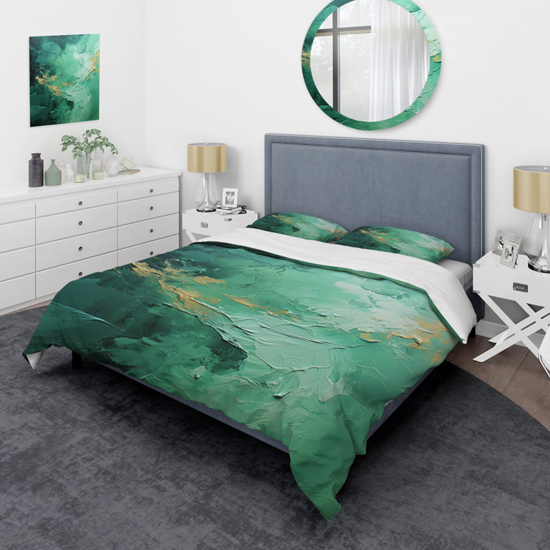 Ensemble de housse de couette Emerald Euphoria I - Abstract Landscape, Housse de couette très grand et 2 très grandes t