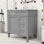 Armoire de salle de bain simple autoportante moderne avec lavabo et rangement en céramique Emmalouise