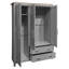 Armoire moderne à trois portes avec tiroirs inférieurs et tringles à vêtements, meuble de rangement minimaliste et autoportant pour chambre à coucher
