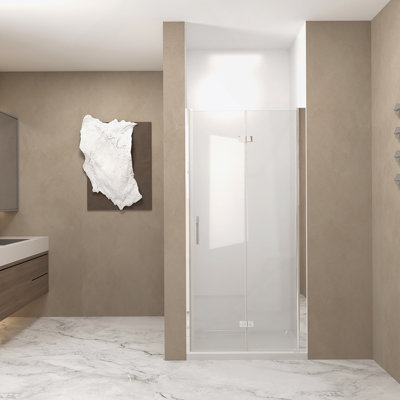 Shower Door, Tempered Glass Shower Door With Aluminum Frame, Explosion Proof Film