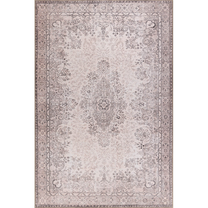 Beige Area Rug (6.9 x 10.2 ft), 100% Polyester, 1850 g/m², Pile Height: 0.2 in | Eco-Friendly Recycled Poly Cotton Underside | Machine Carpet | Perfect for Living Room, Bedroom & Dining Areas, Soft & Durable Design