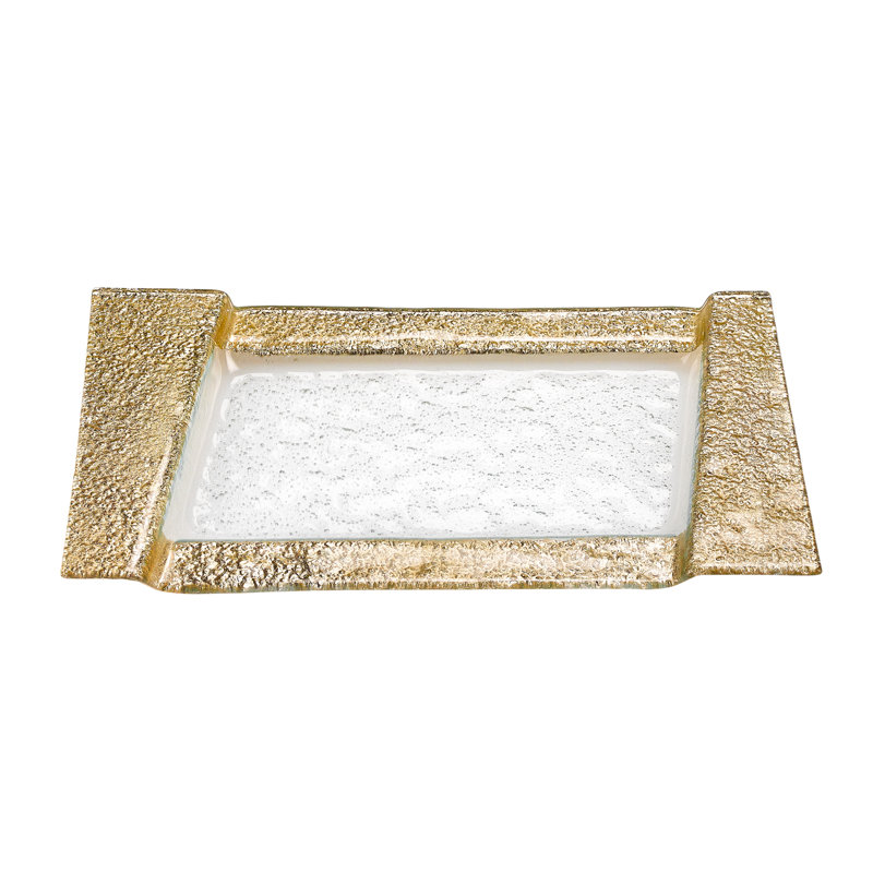 Shantelle 13" Gold Glass Snack Or Vanity Tray