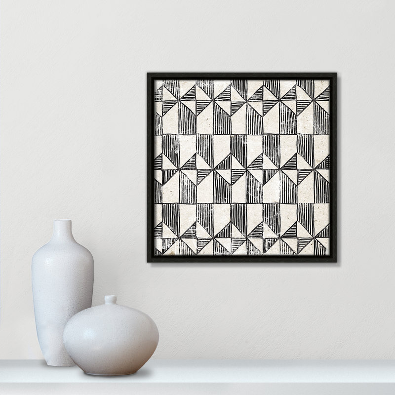 «White Art Deco I» par Aimee Wilson, Framed Canvas, L 13,5 po x H 13,5 po, Flottant espresso