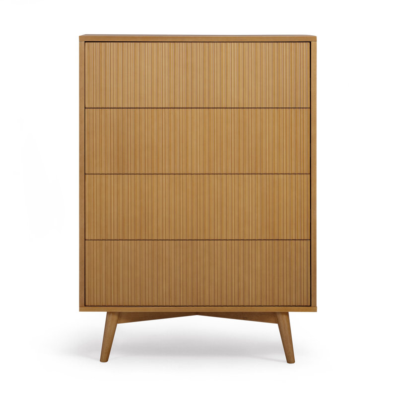 Solid Wood 76cm W 4 - Drawer Chest of Drawers, Natural