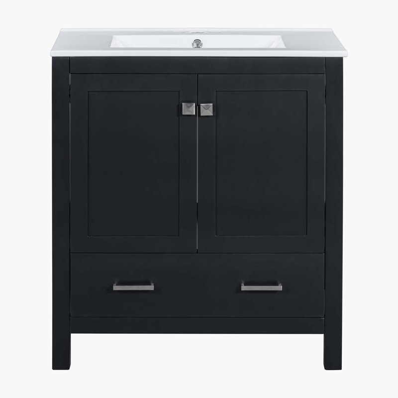 30'' Single Bathroom Vanity with Top, Black