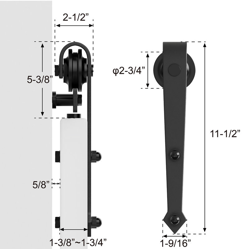 60-inch Matte Black Steel Sliding Barn Door Hardware Kit
