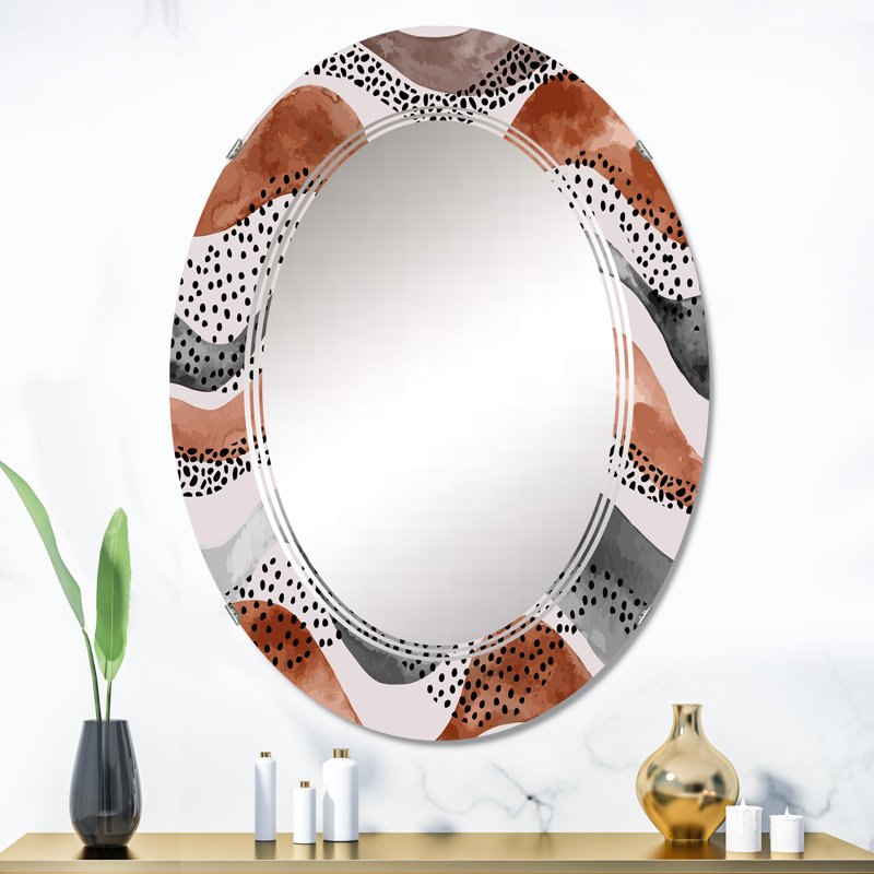 Motif ondulé de style géométrique naturel I - miroir mural moderne, 36 po x 24 po