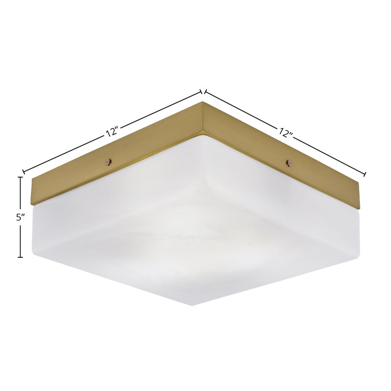 12" Flush Mount, 3-Bulbs, Shown With Glass, White, Brass