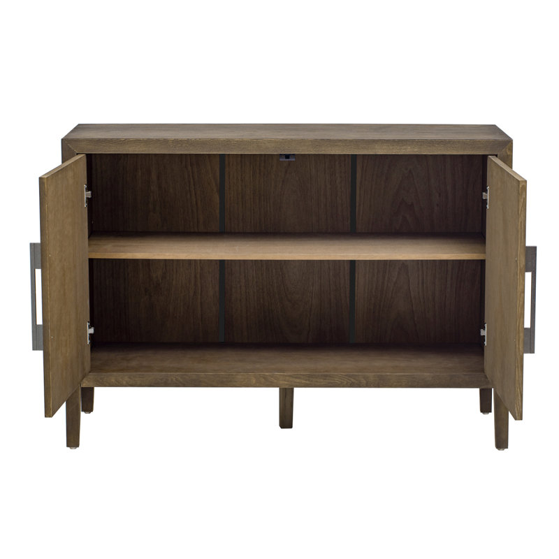 Armoire de rangement en bois avec 2 portes et poignées en métal, Espresso