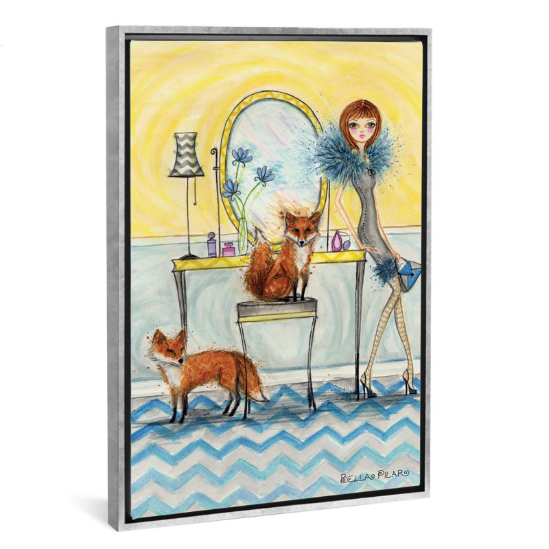 Art fiona et fox, H 60 po x l 40po x P 1,5 po, Toile avec cadre argenté
