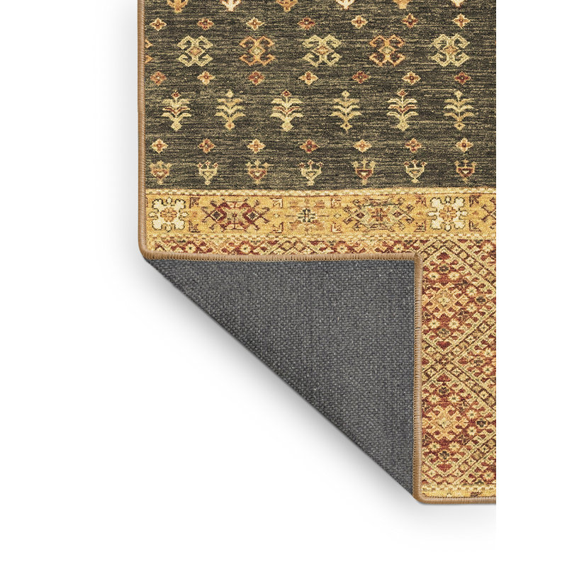 Tapis oriental en laine / polyester tissé à la machine en brun / gris, Rectangle 3 pi x 5 pi