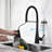 Pull Down Kitchen Faucet In Stainless Steel, Matte Black, 360 Rotating Nozzle, Two Water Output Settings, Straightforward To Control Temp & Flow Steel , Rotatable Effortless Manage Temperature And