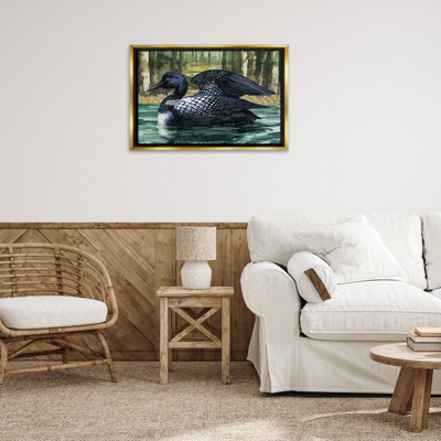 Toile flottante encadrée "Natation Woodland Loon" par Paul Brent