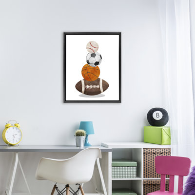 Sports Ball Bunch Floating Frame, design by Christine Simpson Art