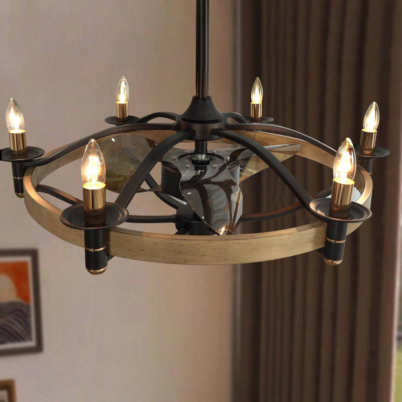 Ventilateurs de plafond de style campagnard moderne 23/32 po avec lumières et télécommande, L 32 po