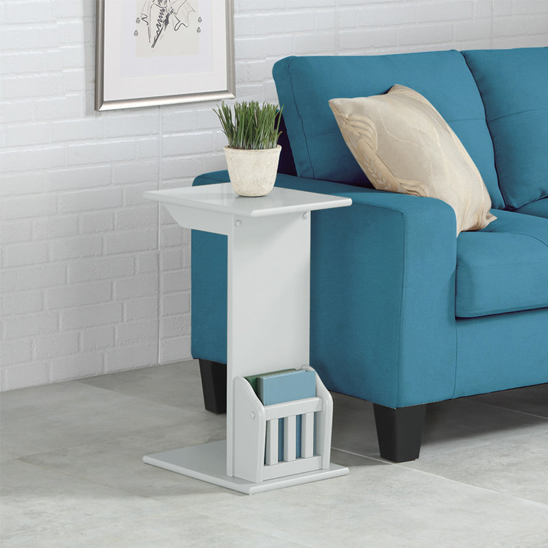 Table de bout avec rangement pour plancher Frierson, Blanc