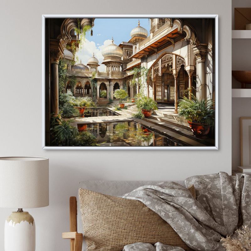 Indian Art Palace Splendor, H 24 po x l 32 po x P 1 po, Cadre flottant blanc