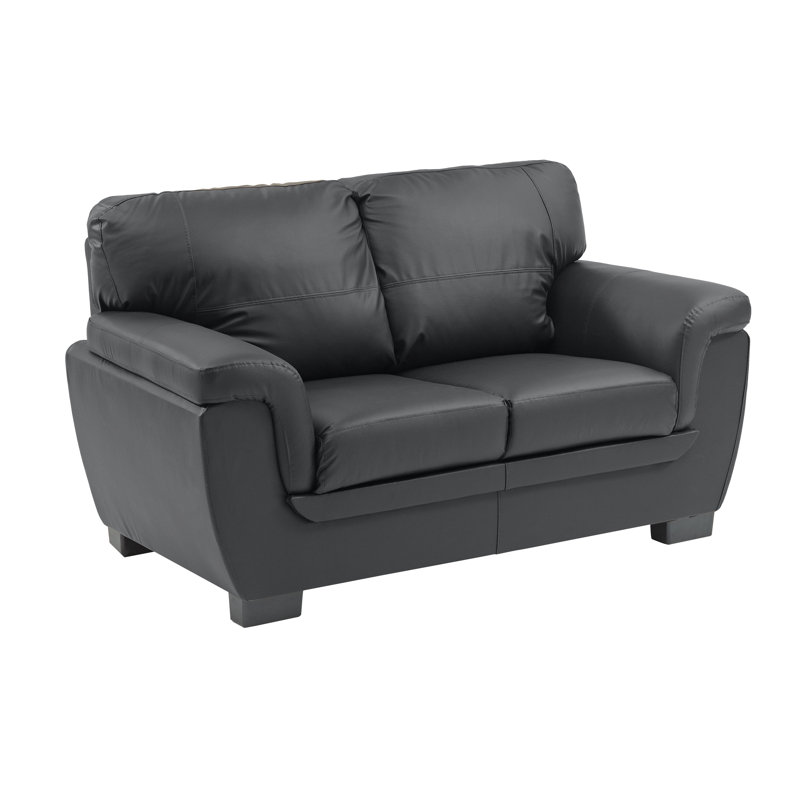 Faux Leather Loveseat, Black