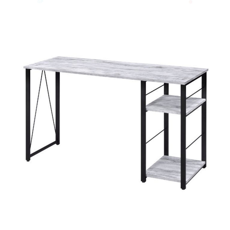Rectangular Writing Desk With 2 Tier Shelf, Antique White