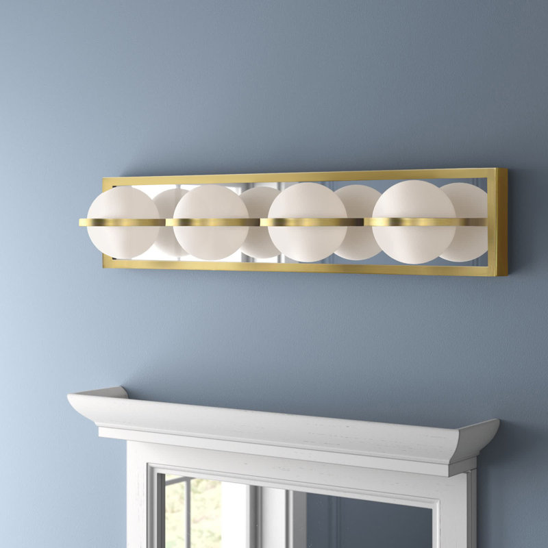 Satin Brass and Chrome 4-Light LED Bath Vanity with Opal Glass
