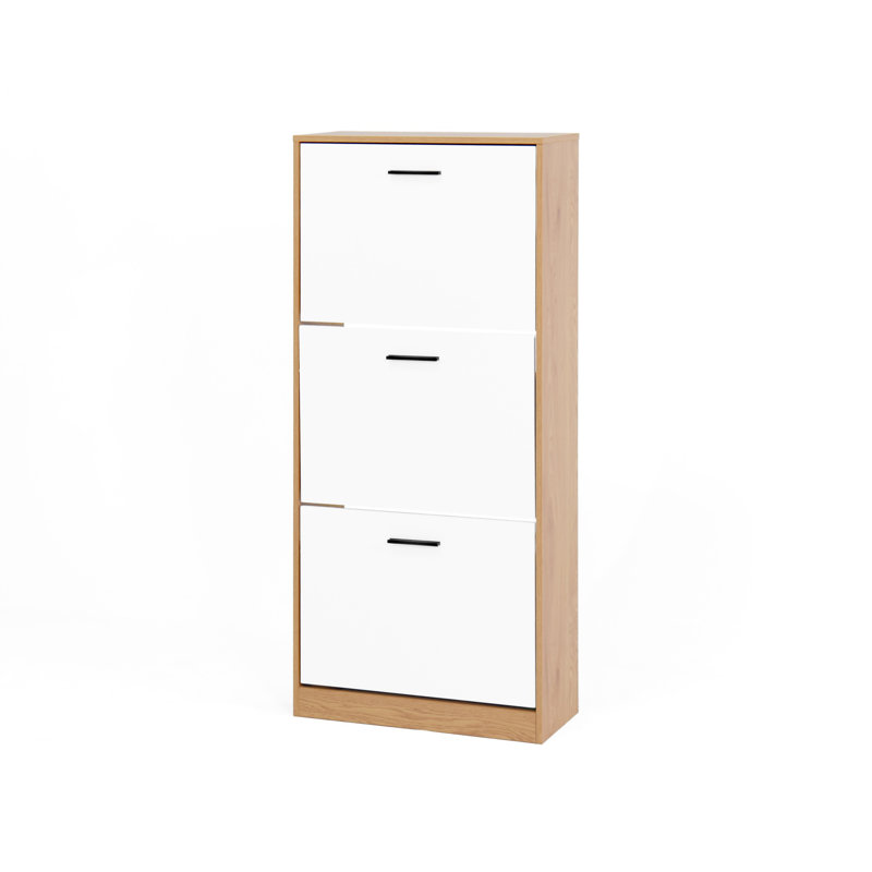Armoire à chaussures avec 3 tiroirs rabattables, rangement autoportant pour le vestibule, étagère à chaussures étroite