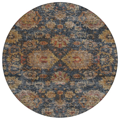 Machine Washable Indoor/Outdoor Cicel ACN1094 Navy Rug
