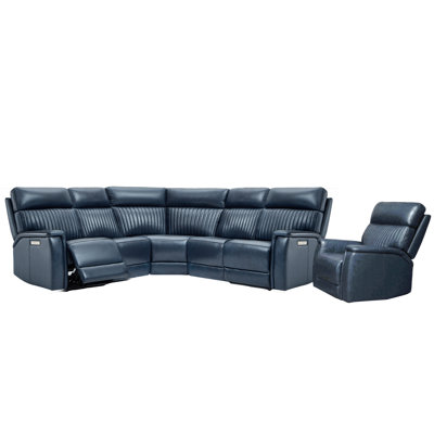 6-Piece, 2 Power recliners Leather Reclining Sectional, Power headrest & lumbar 