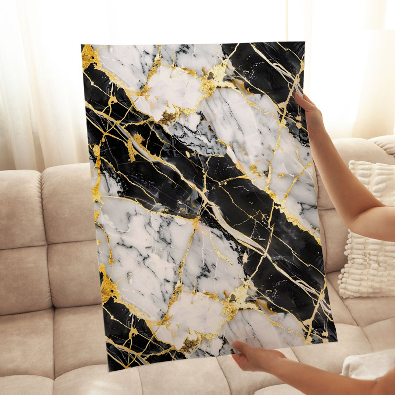 Abstrait, reproduction d'art moderne sans cadre, cristaux de marbre noir Geode, H 36 po x l 24 po