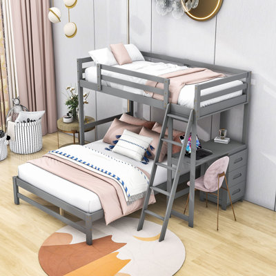 Etra Twin Over Full 3 Drawer Bunk Bed by Harriet Bee