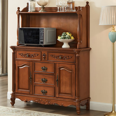 Armoire latérale de rangement en bois massif brun de style américain 62,99 "