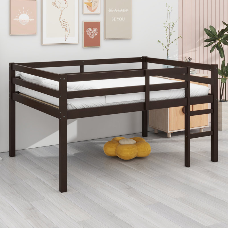 Lit mezzanine en bois avec échelle, Espresso