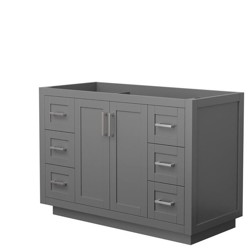 Base de meuble-lavabo simple autoportante 47,25 po Miranda, Gris foncé / nickel brossé