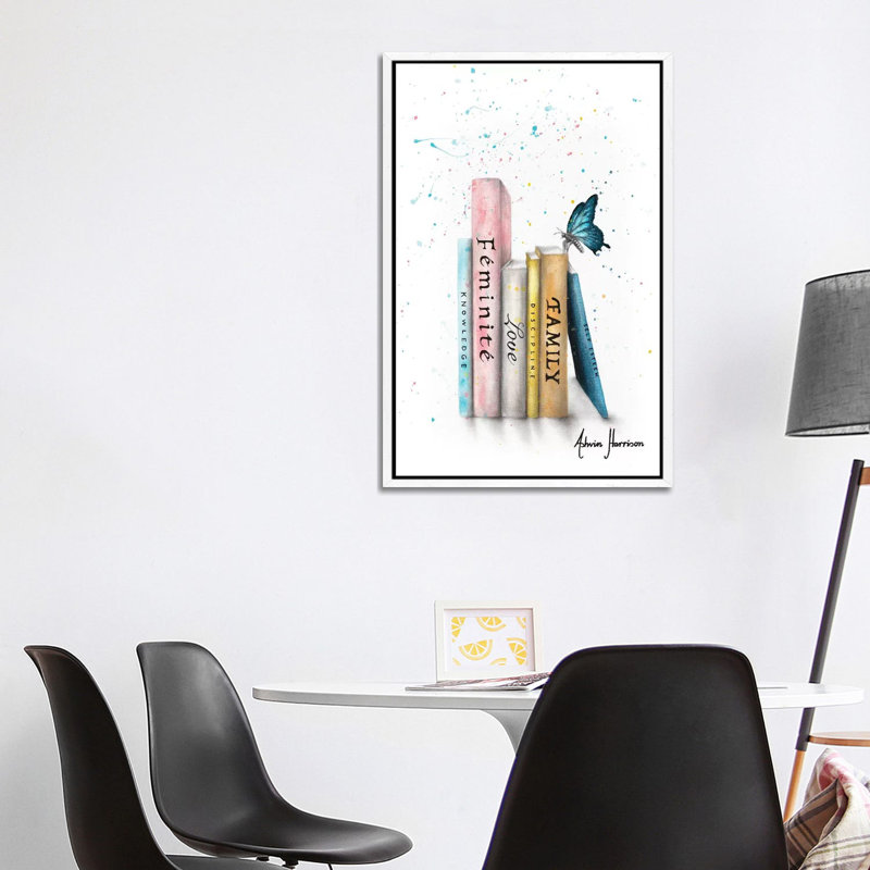 Books Of Her Journey by Ashvin Harrison - Print on Canvas, 101.6 cm H x 66.04 cm W, White Framed