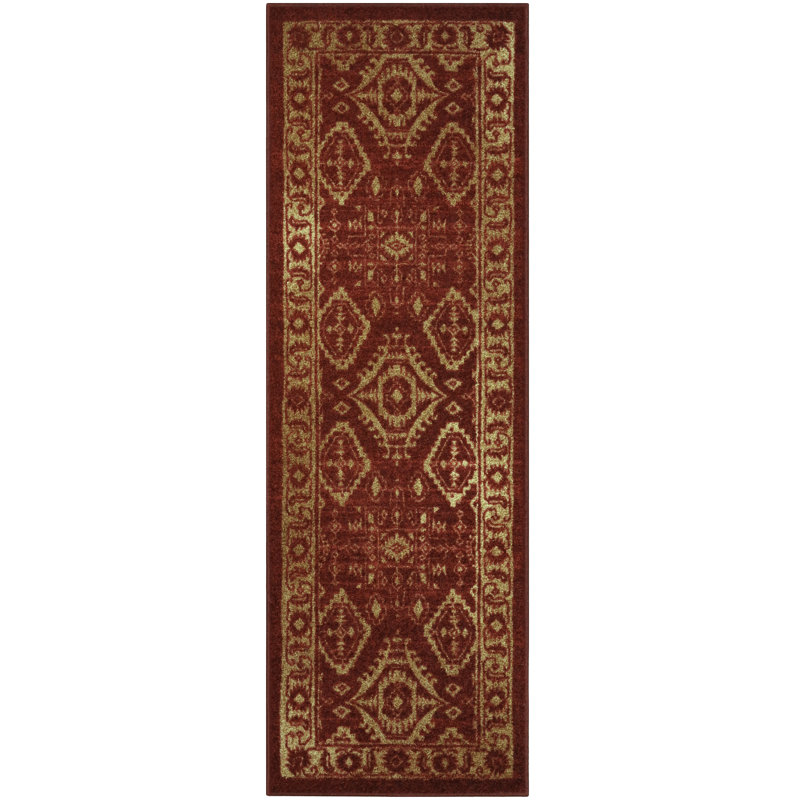 Tapis rouge / doré Eual, Tapis de couloir 1 pi 8 po x 5 pi