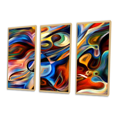 Abstrait musique et rythme - Ensemble de 3 reproductions d'art encadrées sur toile abstraites