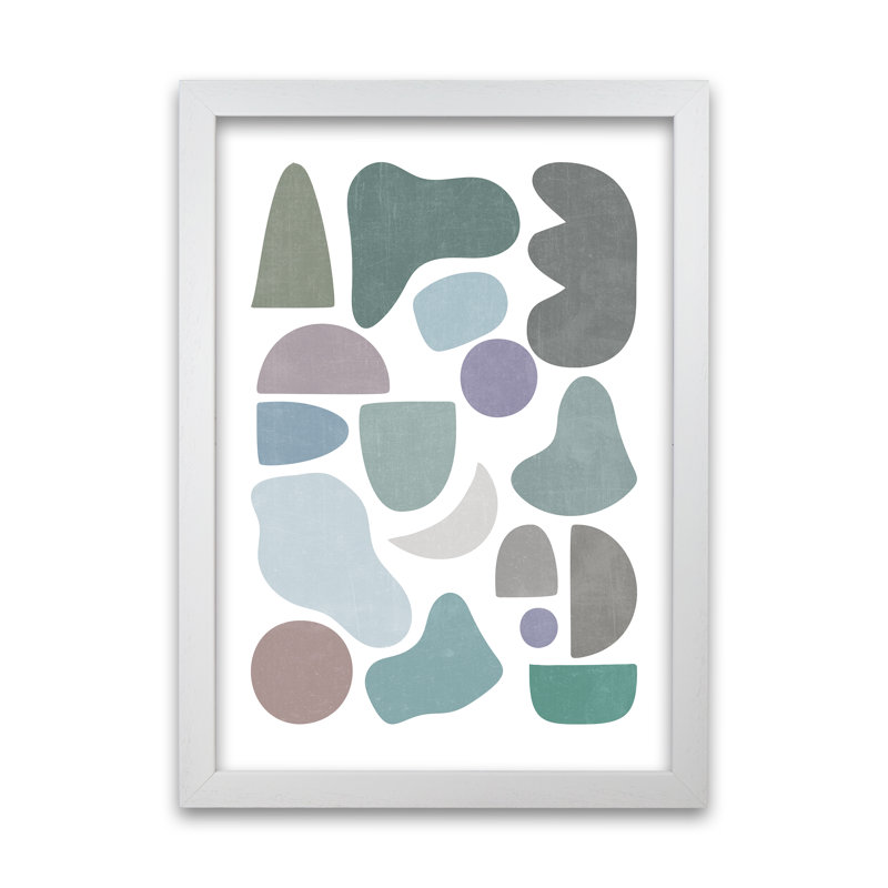 Abstract Terrazzo Shapes B - Print, White Frame, 30cm H x 21cm W x 3cm D