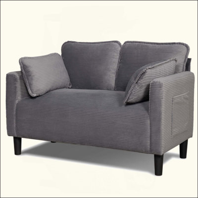 Soft Corduroy Loveseat Couch W/Soft Cushions,Side Storage Pocket,Sturdy Composite Board & Solid Wood Frame, High Rebound Sponge,Easy Assembly,Ideal For Living Room,Apartment,Dorm,Office.