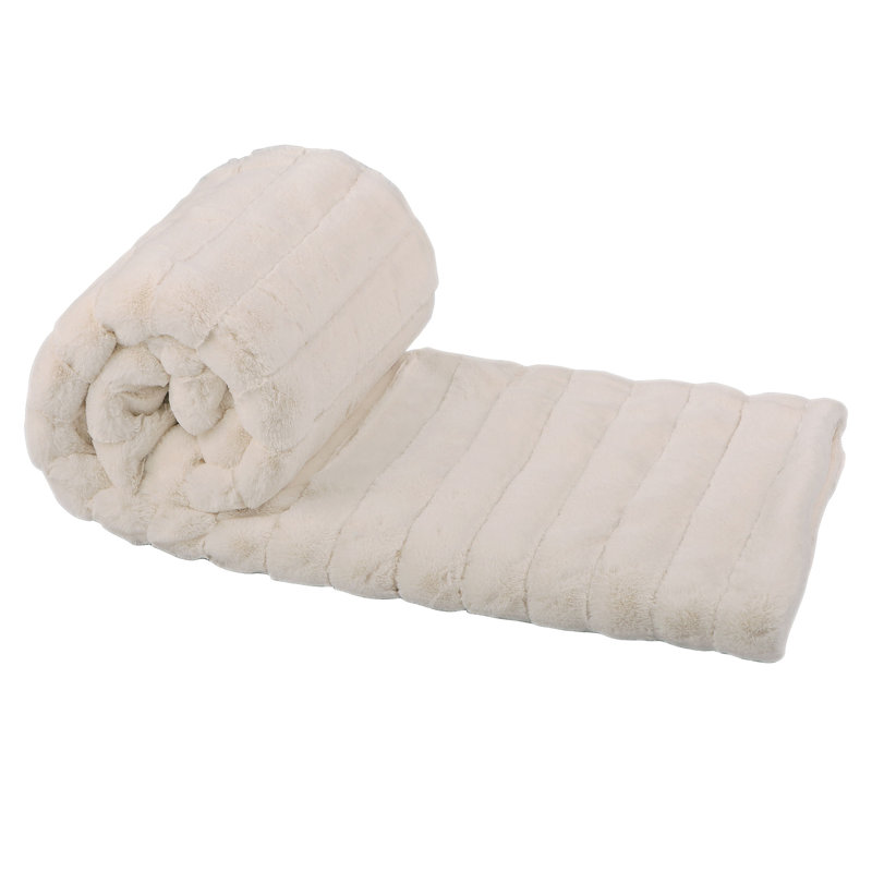 Knitted Throw Blanket, Ivory, 127cm W x 152.4cm L