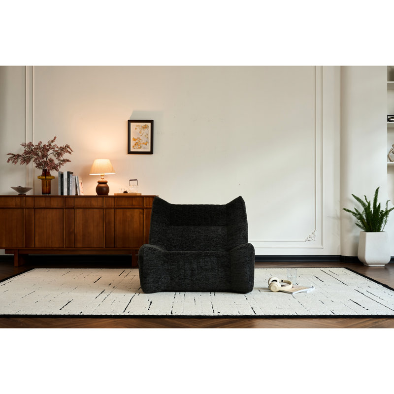 Comfy, High Sponge, Gray, Bean Bag Chair With For Adults, Chenille, Lazy Floor , Living Room Chatting, No Assembly Gray Adults - Comfy Oversized , Ergonomic And Suitable All Ages