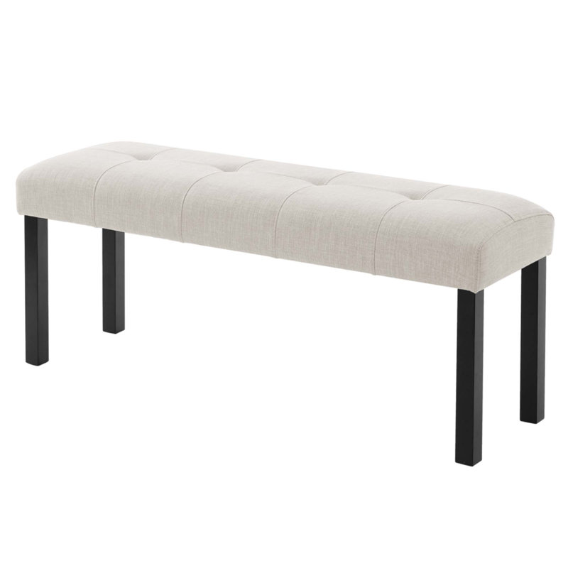 Modern Tufted Linen Dining Bench, Beige