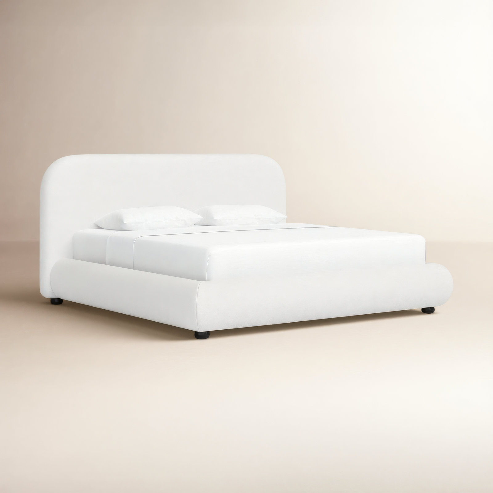 Reggie Platform Bed, King, Off White Performance Boucle