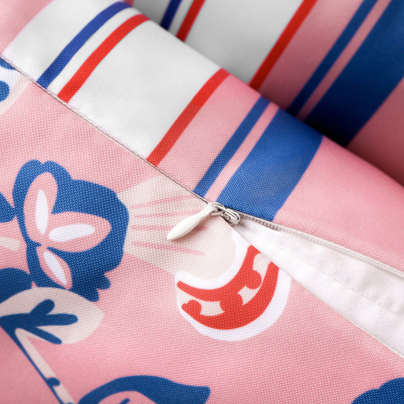 Light Pink and Blue Floral Outdoor Throw Pillow Set