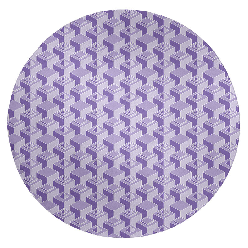 Chenille Geometric Indoor Rug, Round 5'