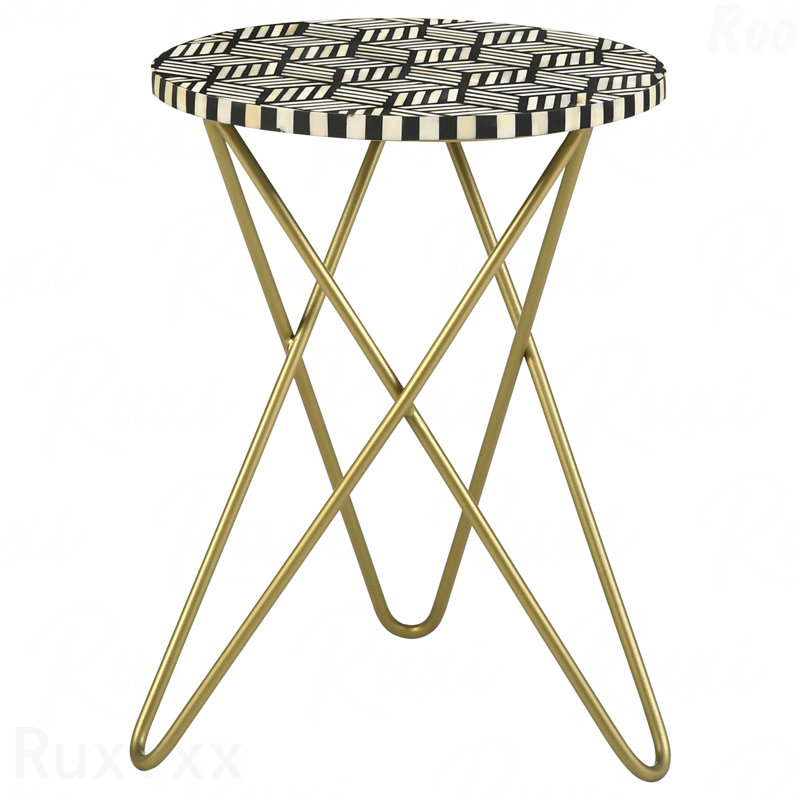 Table d'appoint avec plateau noir, blanc et or