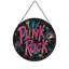 Texte punk rock avec guitare et étoiles sur des panneaux de vitrail noir Suncatcher pour décor de fenêtre-1967144831