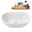 55" Streamline Soaking Glossy White Freestanding Tub and Tray With Internal Drain-101412991
